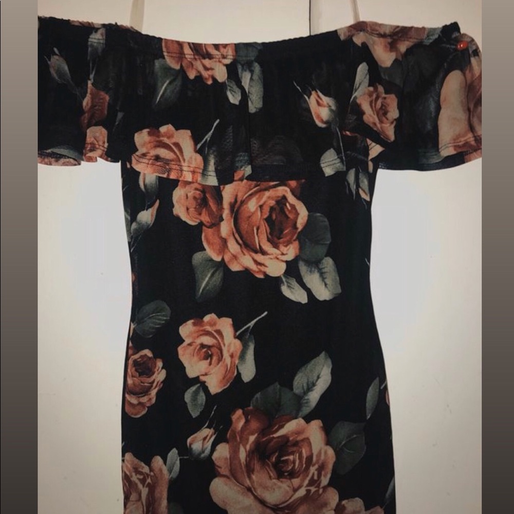 off the shoulder rose dress